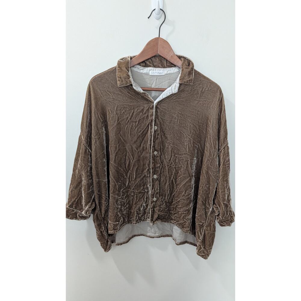 Free People x CP Shades Silk Blend Crushed Velvet Top